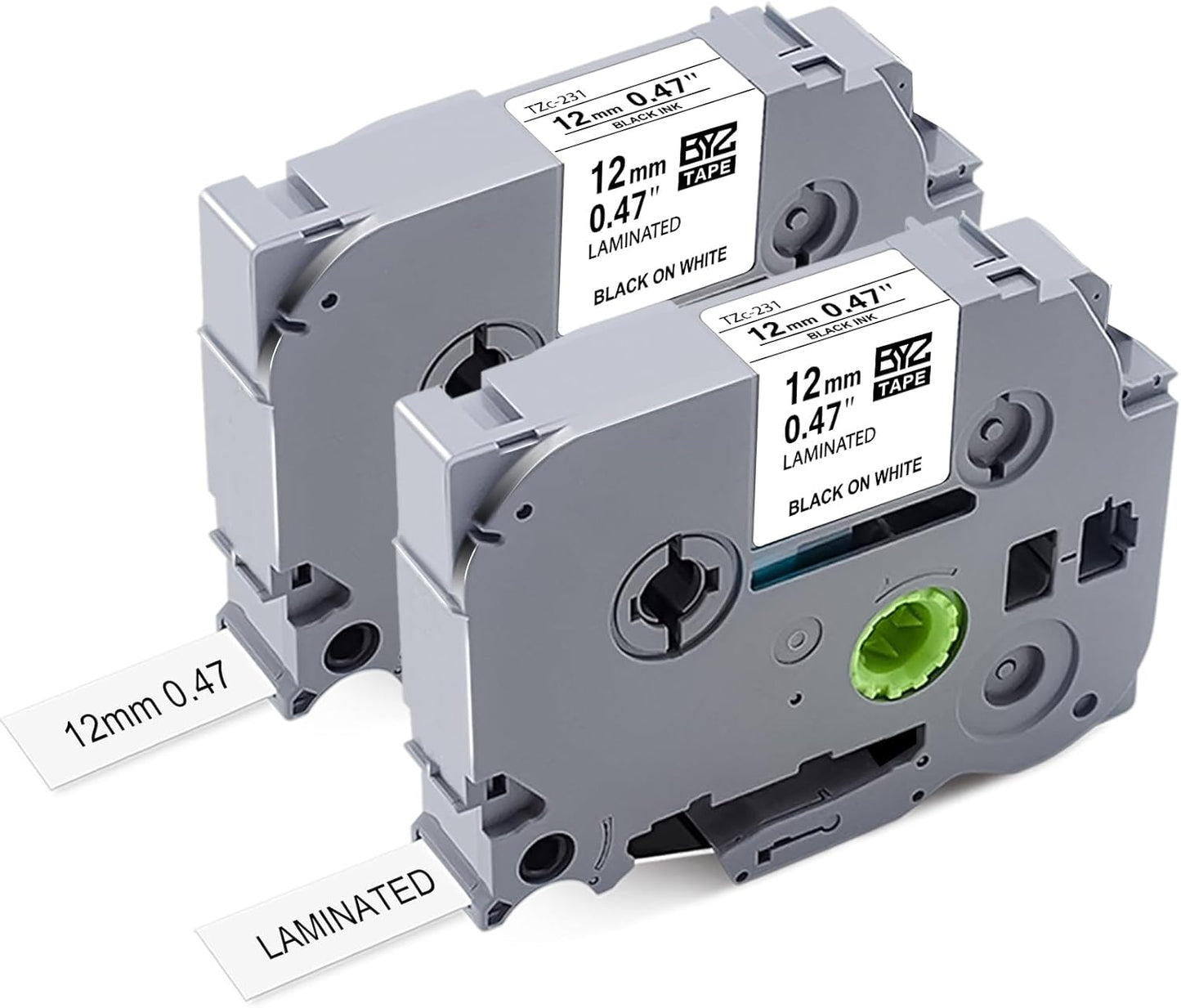 Tze-231 Tzc-231 Work with Brother P Touch Tape Refill PTH110 D210 D220 Tape Refill 12mm 0.47 Laminated White TZ-231 Compatible for Brother Cube H103w 1180 1280 1890 2040,Black on White 8m 26.2ft