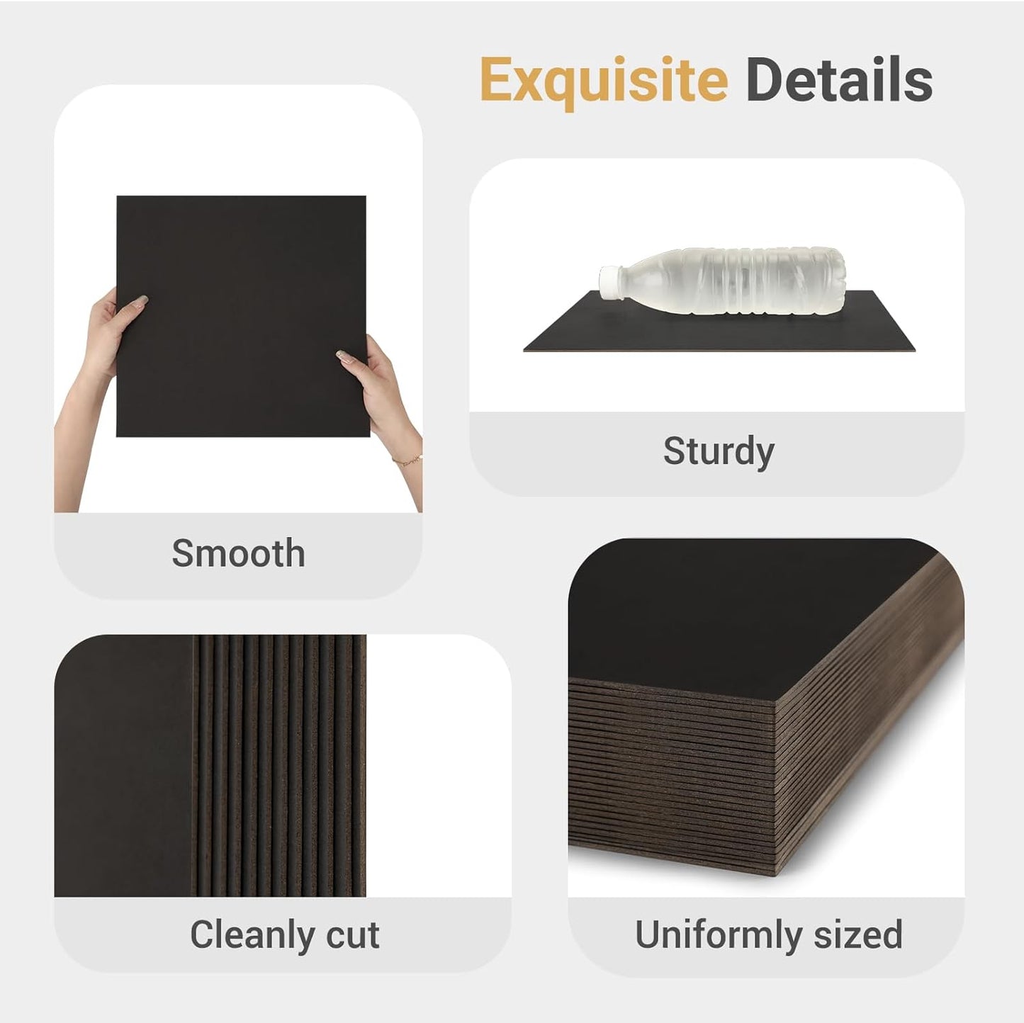 25 Pcs Book Board, Binder Board, Cover Board, Heavy Duty Chipboard for Book Binding, DIY Cardboard (Black, 12 x 12 Inch 80PT)