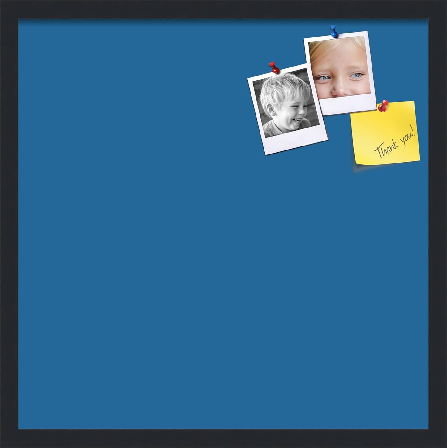 PinPix 22x22 Inch Cork Bulletin Board. This Decorative Framed Pin Board Comes with Navy Pastel Design and a Satin Black Frame. Ideal for Home Office Decor or Message Board (PinPix-1811)