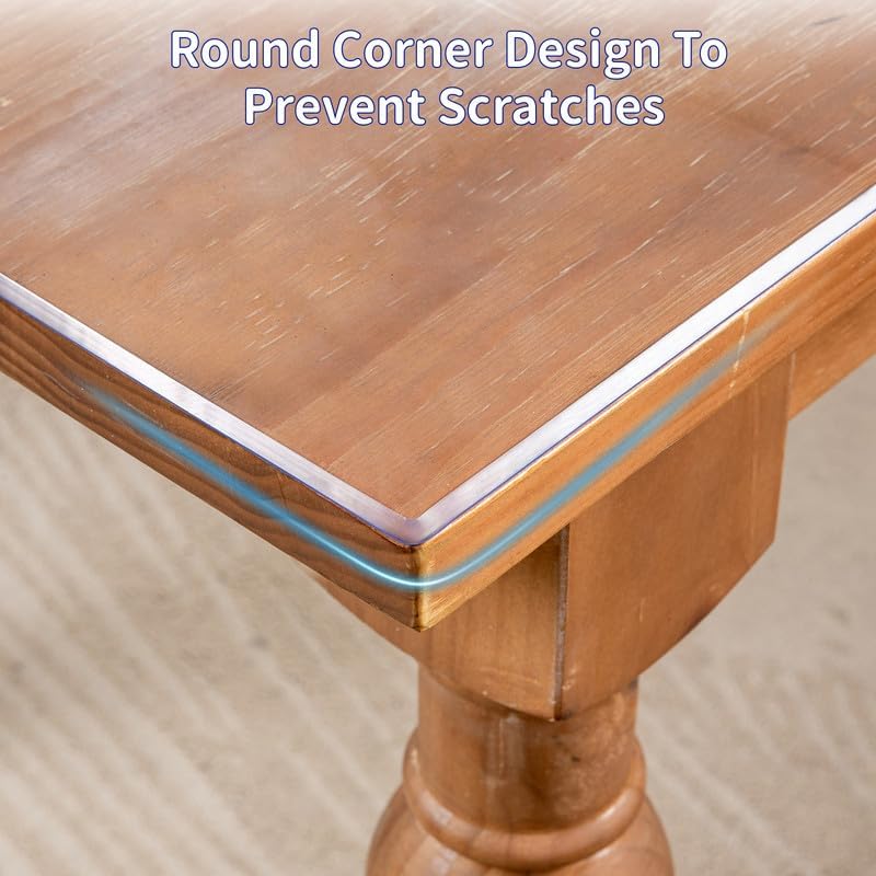 20 x 72 Inch Clear Table Cover Protector, 2mm Thick Clear Table Protector for Dining Room Table, Plastic Table Cover, Waterproof Table Pad for Kitchen, Office