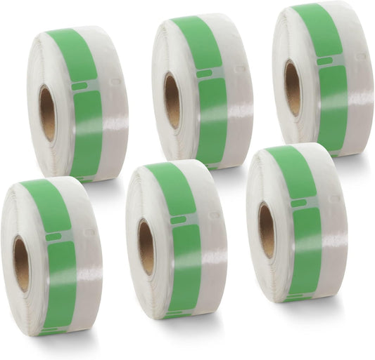 BETCKEY Colored Labels Compatible with Dymo 30346 (1/2" x 1-7/8") Library Barcode Labels, Compatible for Dymo LabelWriter Thermal 450, 4XL & Zebra Desktop Printers [6 Rolls, Green]