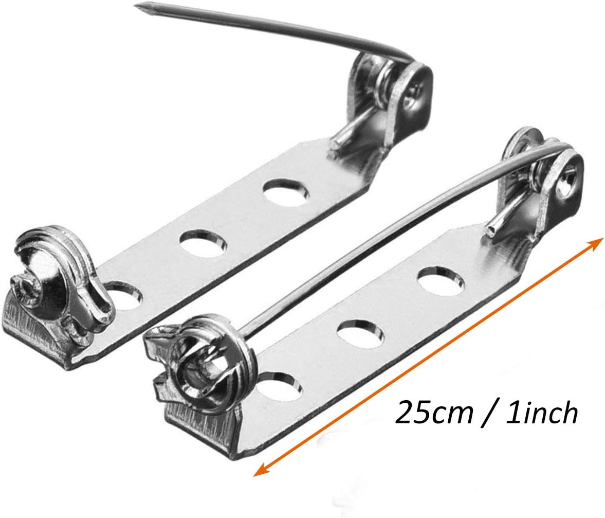 100 Pcs Silver Tone Pin Backs Clasp Brooch Safety Pins 1 Inch Bar Pins Findings with 3 Holes for Badge Insignia, Citation Bars, Making Corsage, Name Tags, Toy Pins and Jewelry Making