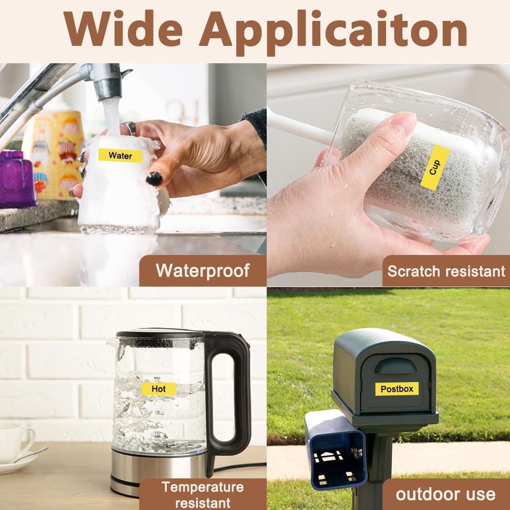 Hehua 6mm 0.23 Black on Yellow Laminated Tape Compatible for Brother Label Maker Tape TZe-611 TZe611 TZ-611 TZ611 for P Touch PT D200 D220 D400 D450 D600 D610 P710BT, 1/4'' x 26.2ft, 3 Pack