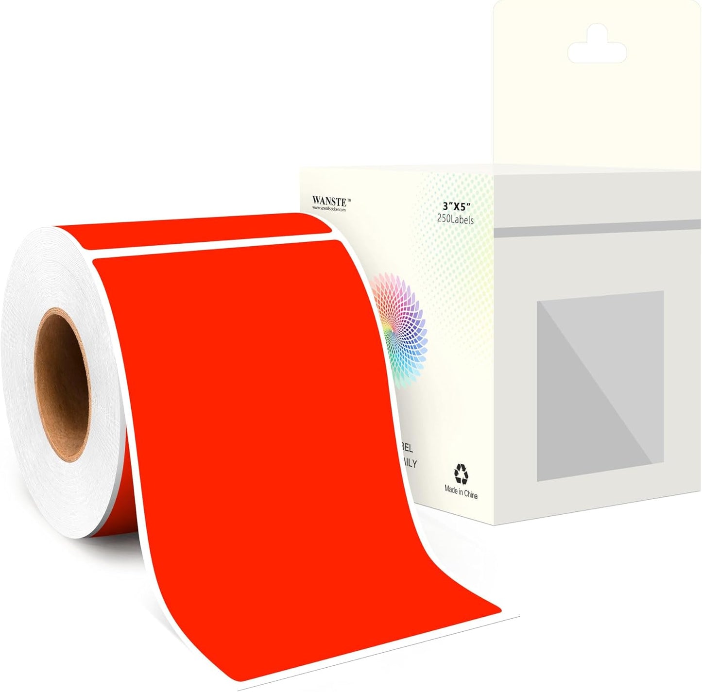 3 x 5 Inch 250Pcs Rectangle Color Coding Stickers,Strong Adhesion Easy to Write Label for Moving,Box Organization,Inventory,Business,Fluorescent Red