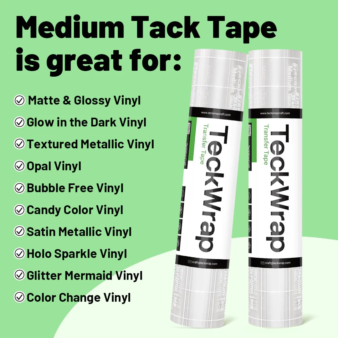 TECKWRAP Silicone Transfer Tape, Advanced Vinyl Application Tape, No Sticky Residue, 12 Inches x 13FT, White Clear Transfer Tape for Vinyl Stickers