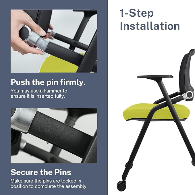 10 Pack Foldable Office Chairs with Wheels, Mesh Back, Arms and Portable - Folding Office Chairs for Conference Room Chair, Office Guest & Reception & Meeting Chair - (Green) 300 lbs.