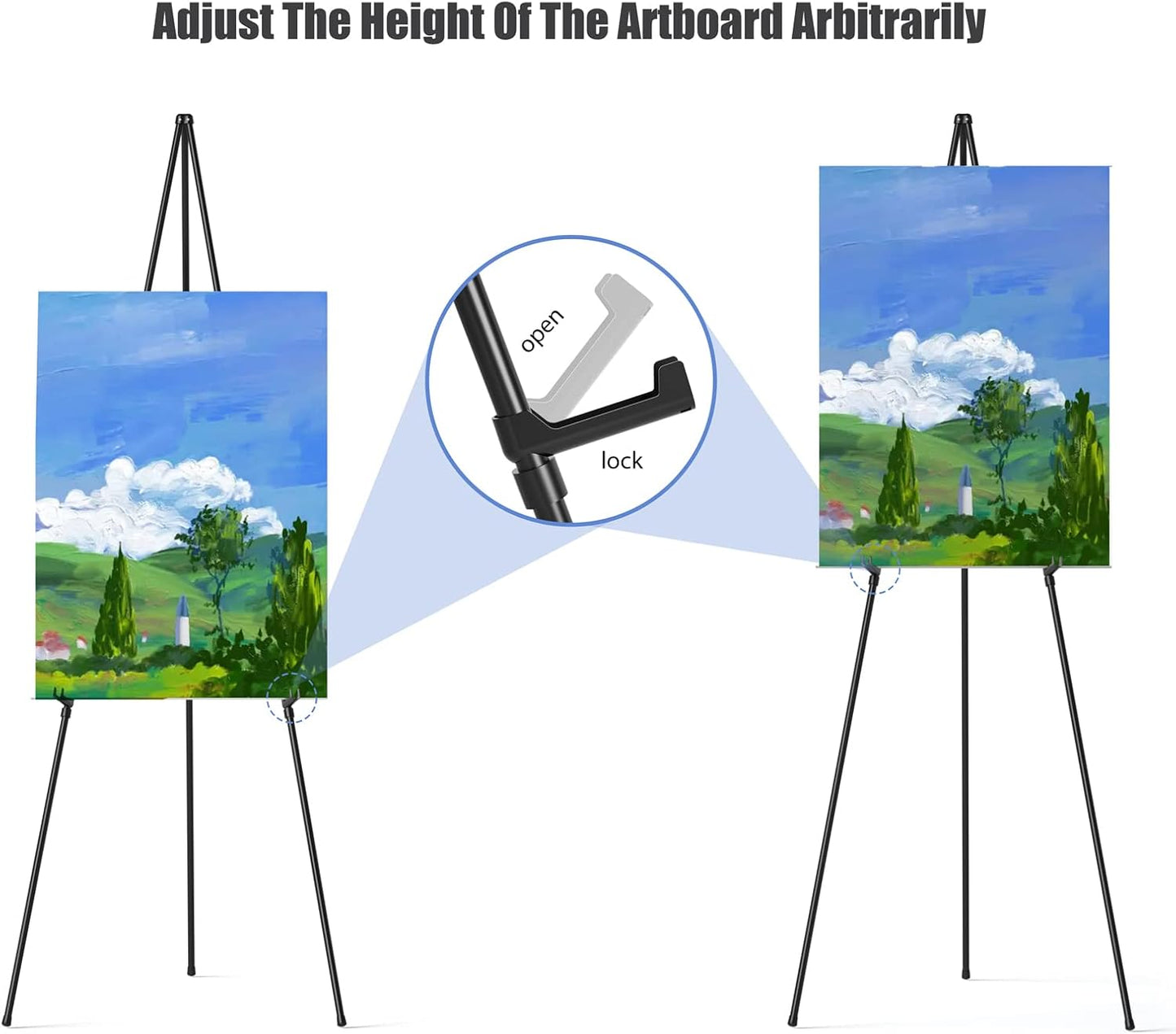 Easel Stand for Display, Aredy 63" Portable Painting Easel, Lightweight Metal Easels for Painting Canvas, Wedding Sign (4 Pack)