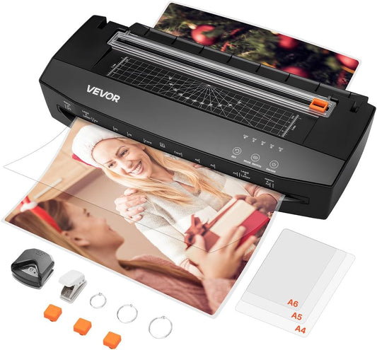 VEVOR Laminator Machine, Cold and Hot Laminator for Max A3 Paper Size, 1 min Quick Warm Portable Laminator, 3-10 mil Thickness, Ideal for Home, Office, Business, or School Supplies, Black
