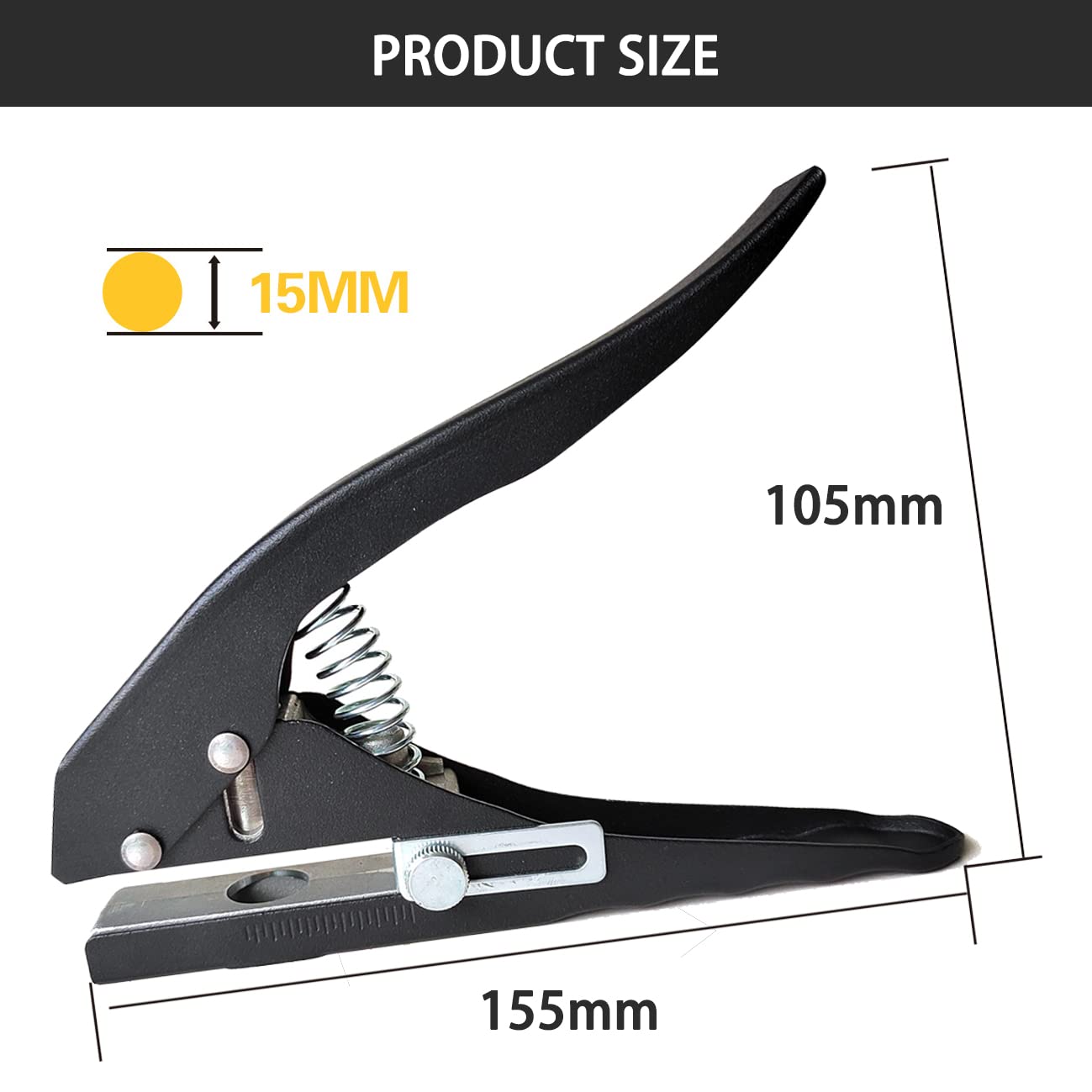 Single Hole Punch, Heavy Duty Single Hole Punch Hole Punches Portable Hand Held for Tags Cards Plastic (15MM Black)