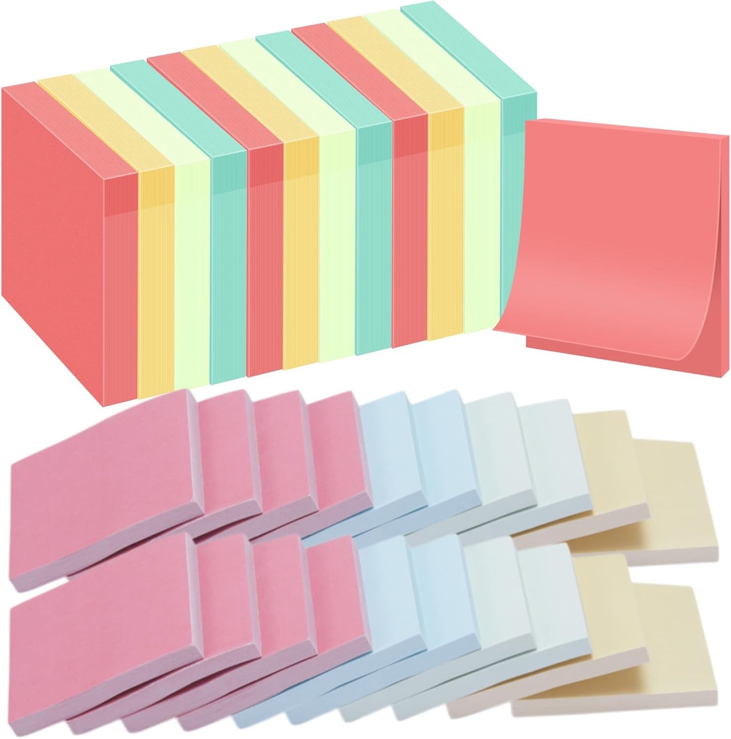 Fainne 24 Pack Sticky Notes Bulk Back to School Supplies Self Stick Note Pads Paper Memo for Office First Day of School Student Teacher Essentials (2 x 2 Inches,Bright Color)