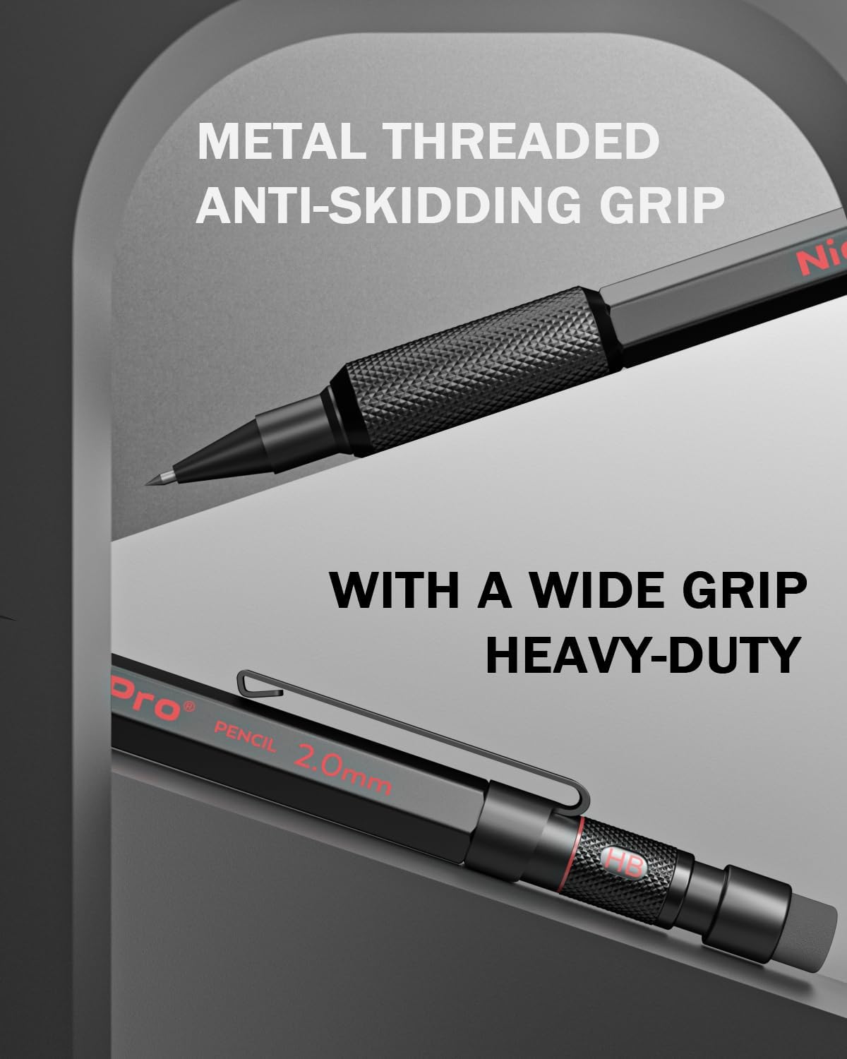 Nicpro 2mm Mechanical Pencils Set with Case, 12 Black Lead Refills,12 Colored Lead Refills, Erasers - MP2000 Weatherproof Metal Lead Holder, Heavy Duty Carpenter Pencil For Writing Drawing Woodworking