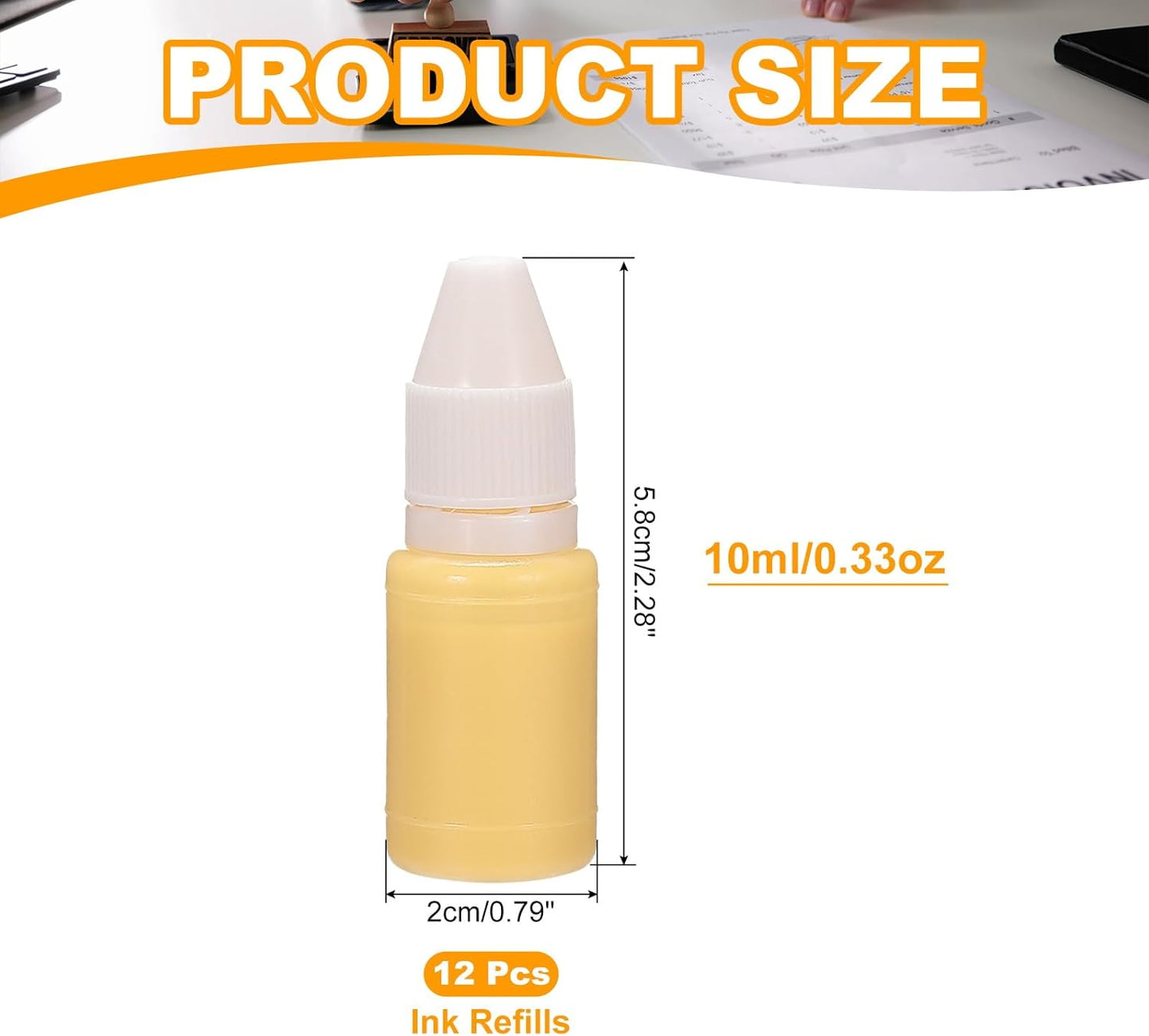 PATIKIL 0.33oz Refill Ink for Stamps and Ink Pads, 12Pcs 10ml Stamp Pad Ink Refill for Office Stamp Self Inking Stamp Date Stamp Scrapbooking, Light Yellow