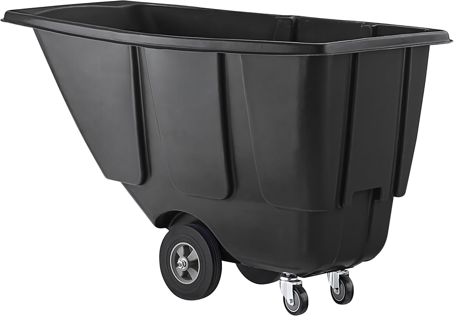 Commercial Rolling Waste Bin 0.5 Cubic Yard 450 lb., Black Tilt Truck, Construction Trash Recycling Trolley, Industrial Dump Cart Transportation, Garbage Wagon