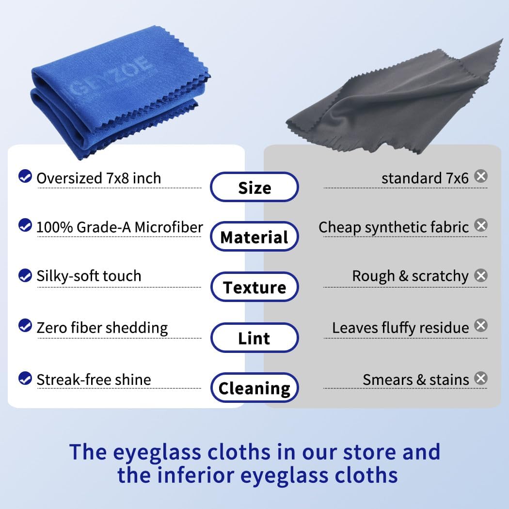 20 Pack Microfiber Glasses Cleaning Cloths - Glasses Wipes Ultra Soft & Reusable Eyeglass Lens Cleaner for Eyeglasses, Cameras, Phones