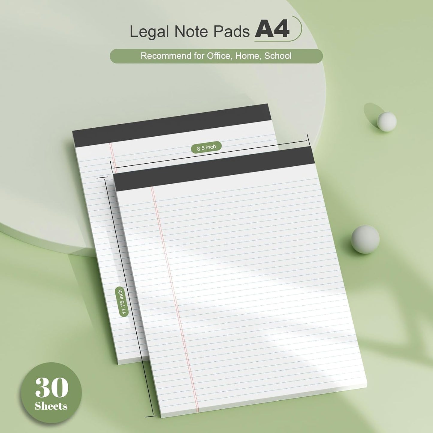White Legal Pads 8.5 x 11 Narrow Ruled, 24 Pack Notepads College Ruled Pads of Paper With Sturdy Back 37 Lines 70 GSM Paper, Writing Note Pads 30 Sheets Per Writing Pad for Taking Notes, Reminders