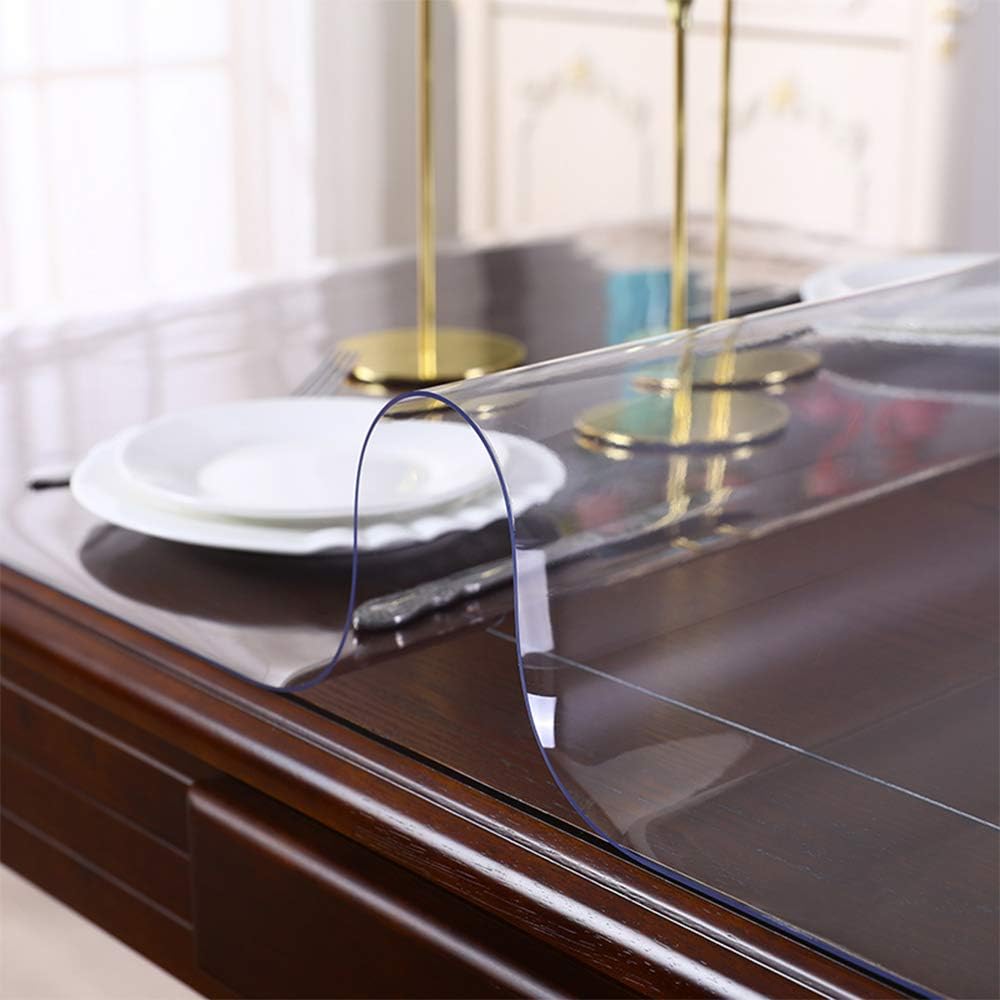 MyBrand Plastic Table Cloth Protector - 1.5mm Thick, 30 x 56 Inches, Clear Desk Pad Mat for Various Tables