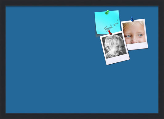 PinPix 27x19 Inch Cork Bulletin Board. This Decorative Framed Pin Board Comes with Navy Pastel Design and a Satin Black Frame. Ideal for Home Office Decor or Message Board (PinPix-1811)