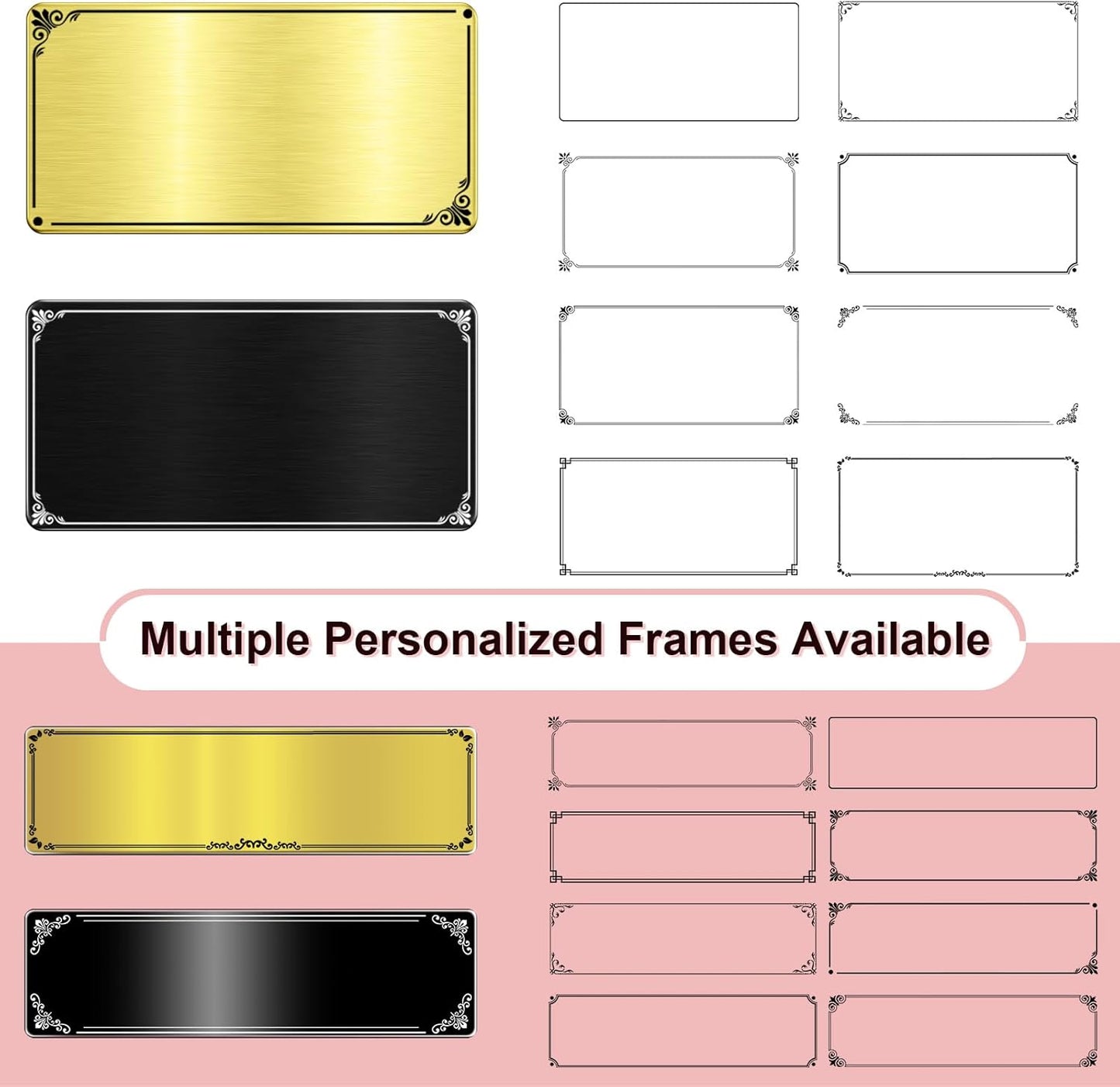 Stainless Steel Personalized Name Plate with Adhesive - Custom Plaque, Name Tag, Badge, Lable, Sign - Decorative Engraved Name Plates for Trophy, Award, Memorial