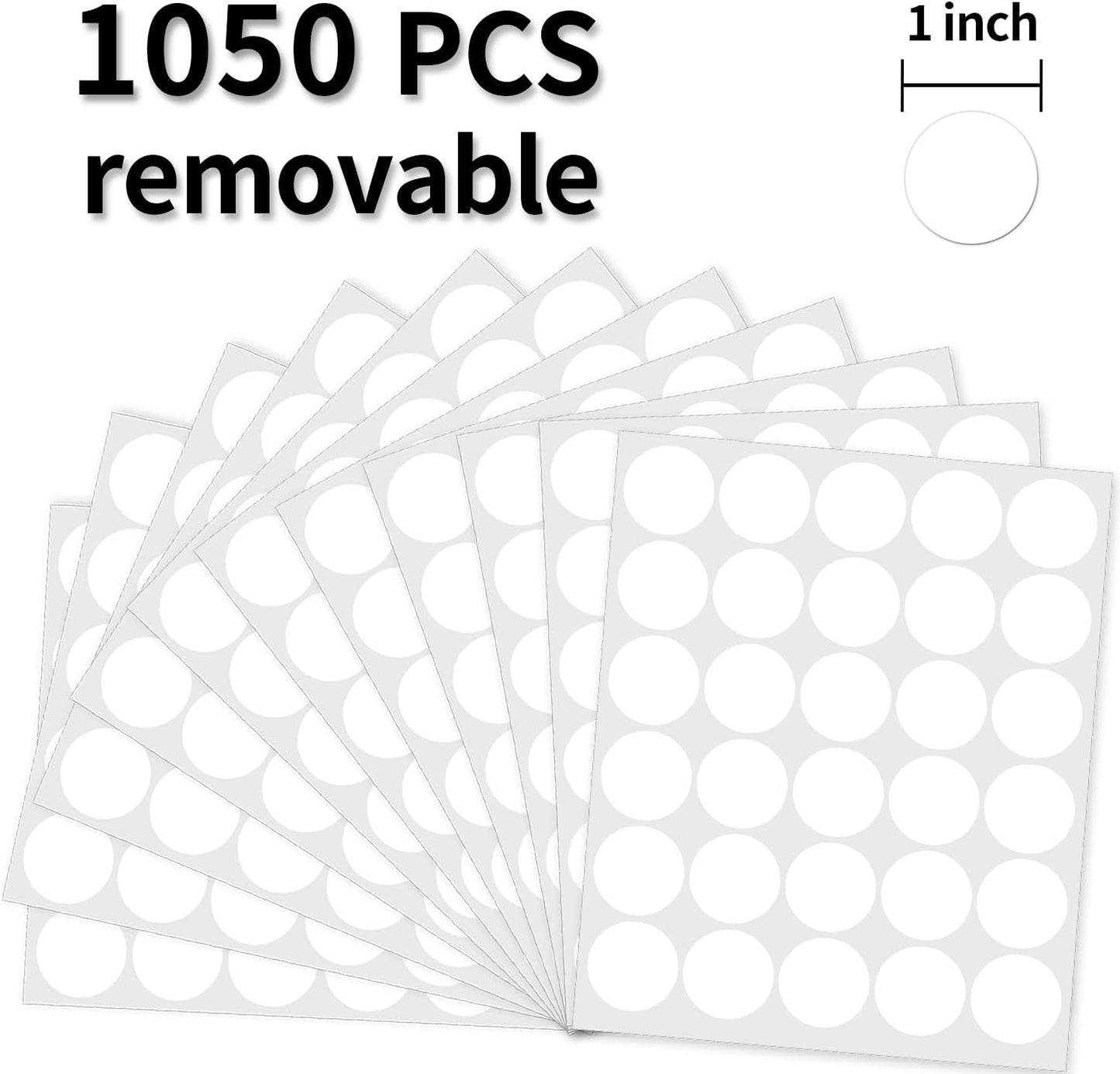 1 Inch Removable Color Code Dot Sticker Round Labels,Garage Sale Stickers Price Tags Label Blank Yard Sale Circle Dot Stickers Removable Writable Not Blurry (1050 Pack,White)