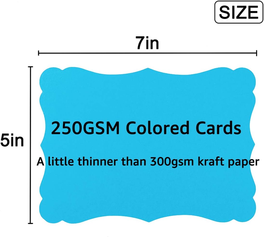 50 Pack Blank Kraft Cards Cardstock Thick Paper Brown Greeting Cards for DIY Gift Card Menus, Baby Shower and Wedding Invitations (Multicolored, 5x7IN)