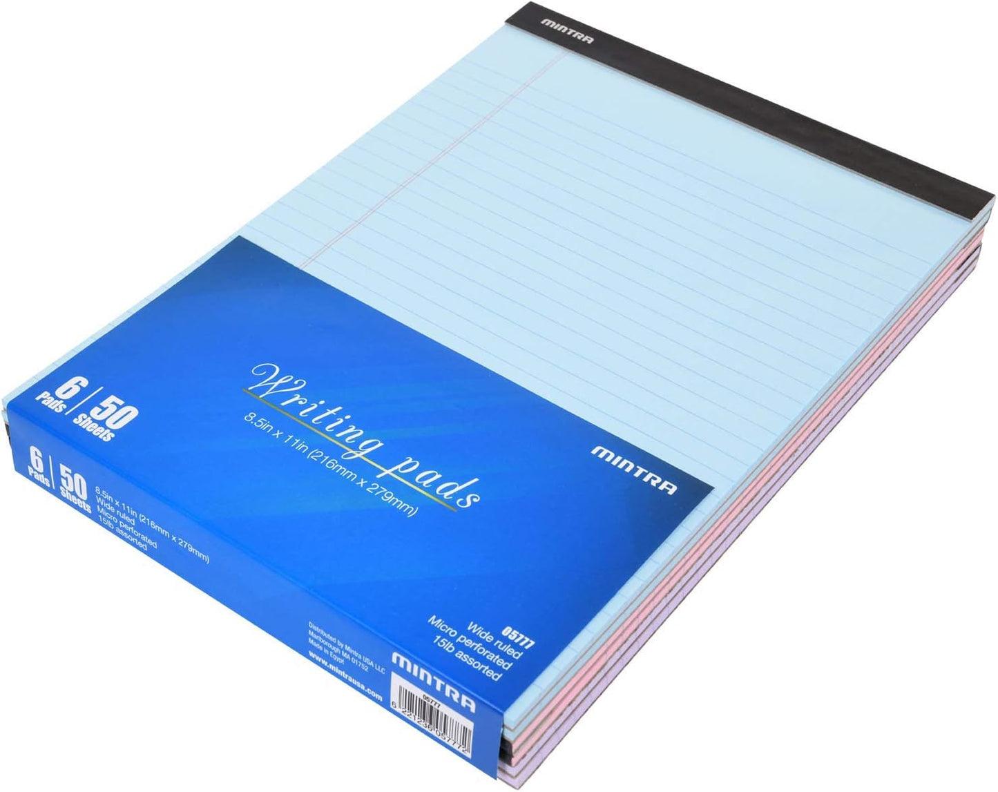 Mintra Office Legal Pads - ((BASIC PASTEL 6pk, 8.5in x 11in, WIDE RULED))