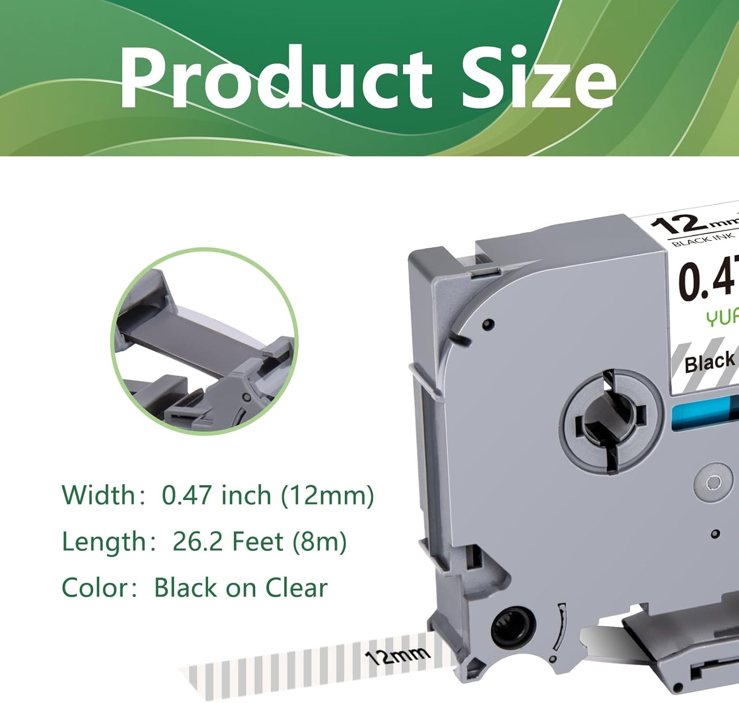 6 Pack TZe131 Clear Tape Compatible with Brother Label Maker Tape 12mm 0.47 TZ TZe-131 TZ-131 TZ131 Black on Clear Compatible for Brother Label Maker PTouch PTD600 PTD410 Printer, 1/2 Inch x 26.2 Feet