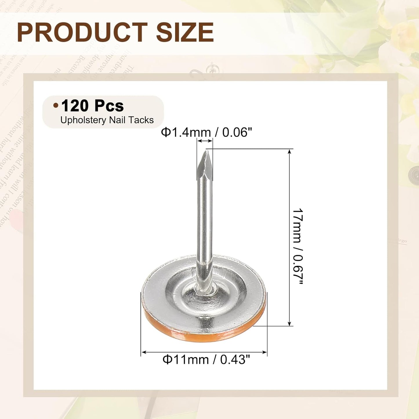 uxcell 120Pcs Push Pins, 11mmx17mm Round Flat Head Decorative Thumb Tacks Upholstery Tacks for Cork Board Office Wall Hangings, Orange