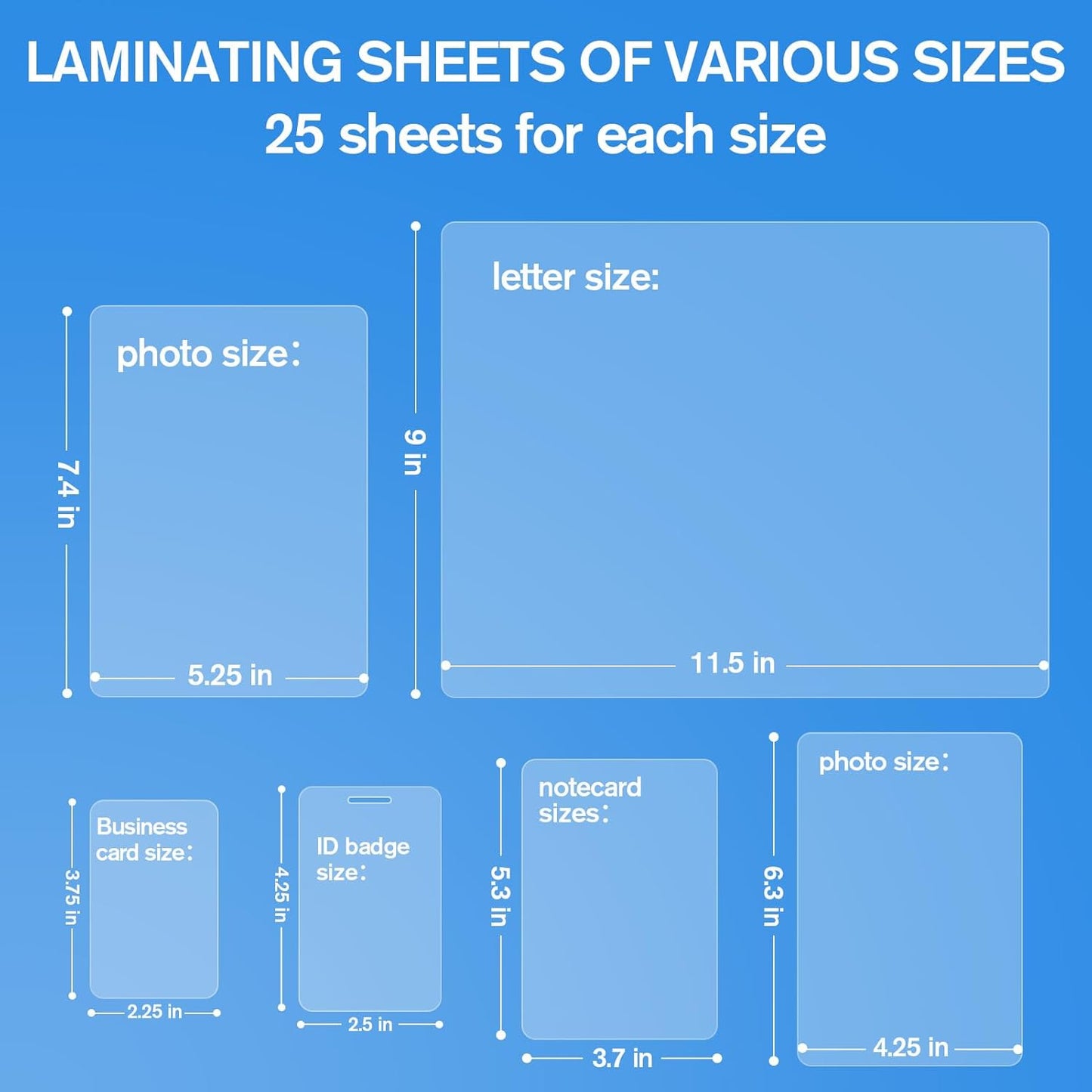 KTRIO 5 Mil Laminating Sheets 150 Pack, Various Sizes Thermal Laminating Pouches, Clear Laminate Sheets for Letter Size, Photos, Notecards, ID Badges, Business Cards, Compatible with Laminators