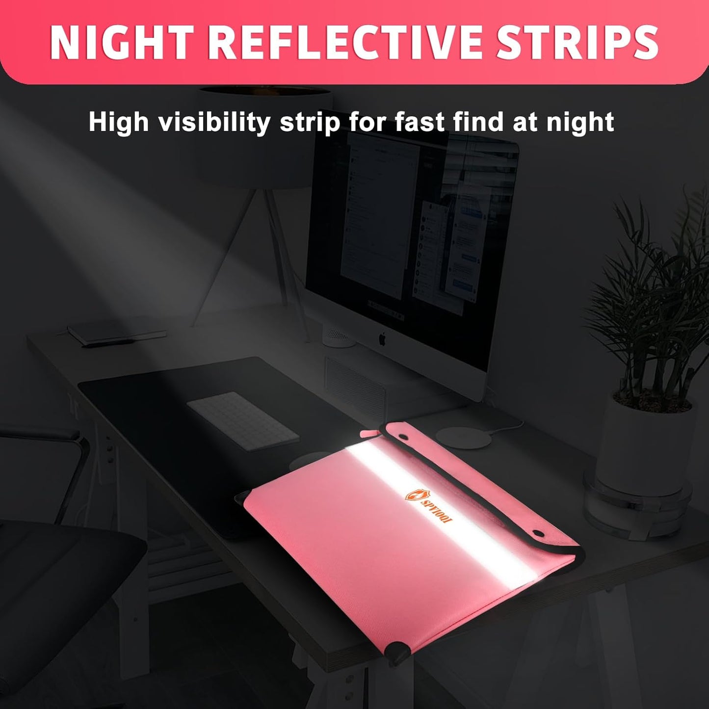 Upgraded Fireproof Document Bag 5200°F - with Heat Insulated, Fireproof Bag with Zipper/Reflective Strip, 9 Layers of Functional Materials, Fireproof Money Bag for Cash/Documents, Water Resistant Pink