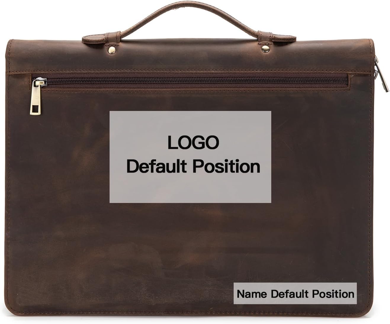 Personalized Genuine Leather Portfolio with Hidden Handle, Zippered Front Pocket, 8.5 x 11 Notebook Holder, Custom Engraved Business Legal Padfolio Travel Folio for Men Women, Dark Khaki