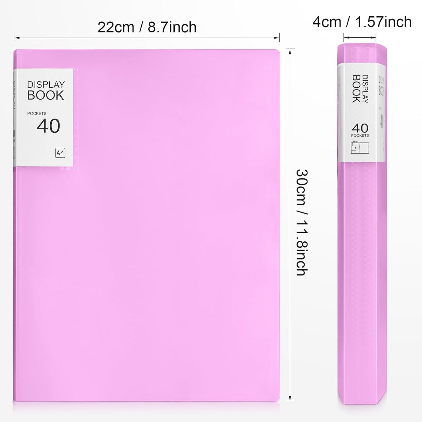 Marspark 6 Pcs Binder with Plastic Sleeves Large 8.5" x 11" Display Presentation Book 40 Pocket 80 Pages Art Portfolio Folder Clear Sheet Protector for Photo Document (Pink)