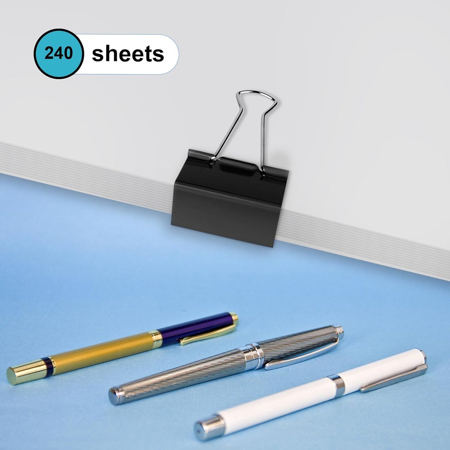 Extra Large Binder Clips Standard 2 inch Length, 1 inch Capacity, 80 Pcs Jumbo Binder Clips for Office