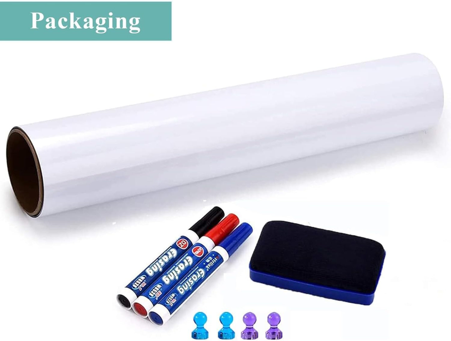 Magnetic Dry Erase Whiteboard Paper, 94" x 47" with Self Adhesive Whiteboard for Wall, Easy to Write and Clean Dry Erase Board for Kids, Office, Home, with Marker, Magnetic Eraser and Magnets