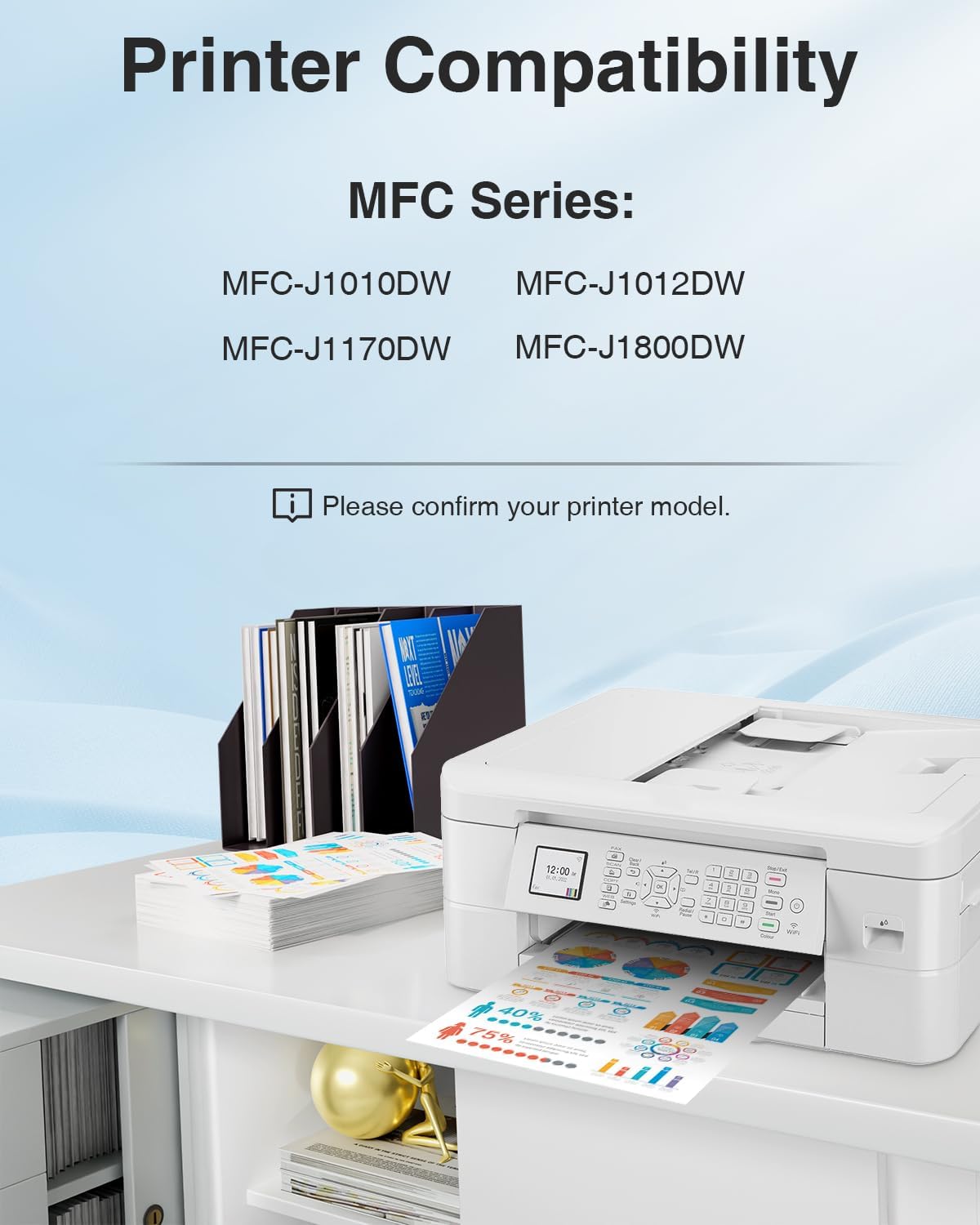 LC401 Ink Cartridges Compatible for Brother LC401XL LC 401 Ink Cartridges Work with Brother MFC-J1010DW MFC-J1012DW MFC-J1170DW Printer (4-Pack, Black, Cyan, Magenta, Yellow)