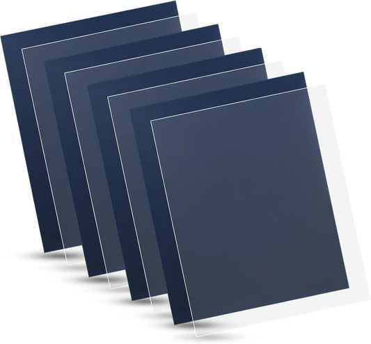 100 Pack Binding Covers Set, 8.5x11 Inches, Including 50 Pcs 12 Mil Ultra Clear PET Binding Covers, 50 Pcs 12 Mil Navy Sand Textured