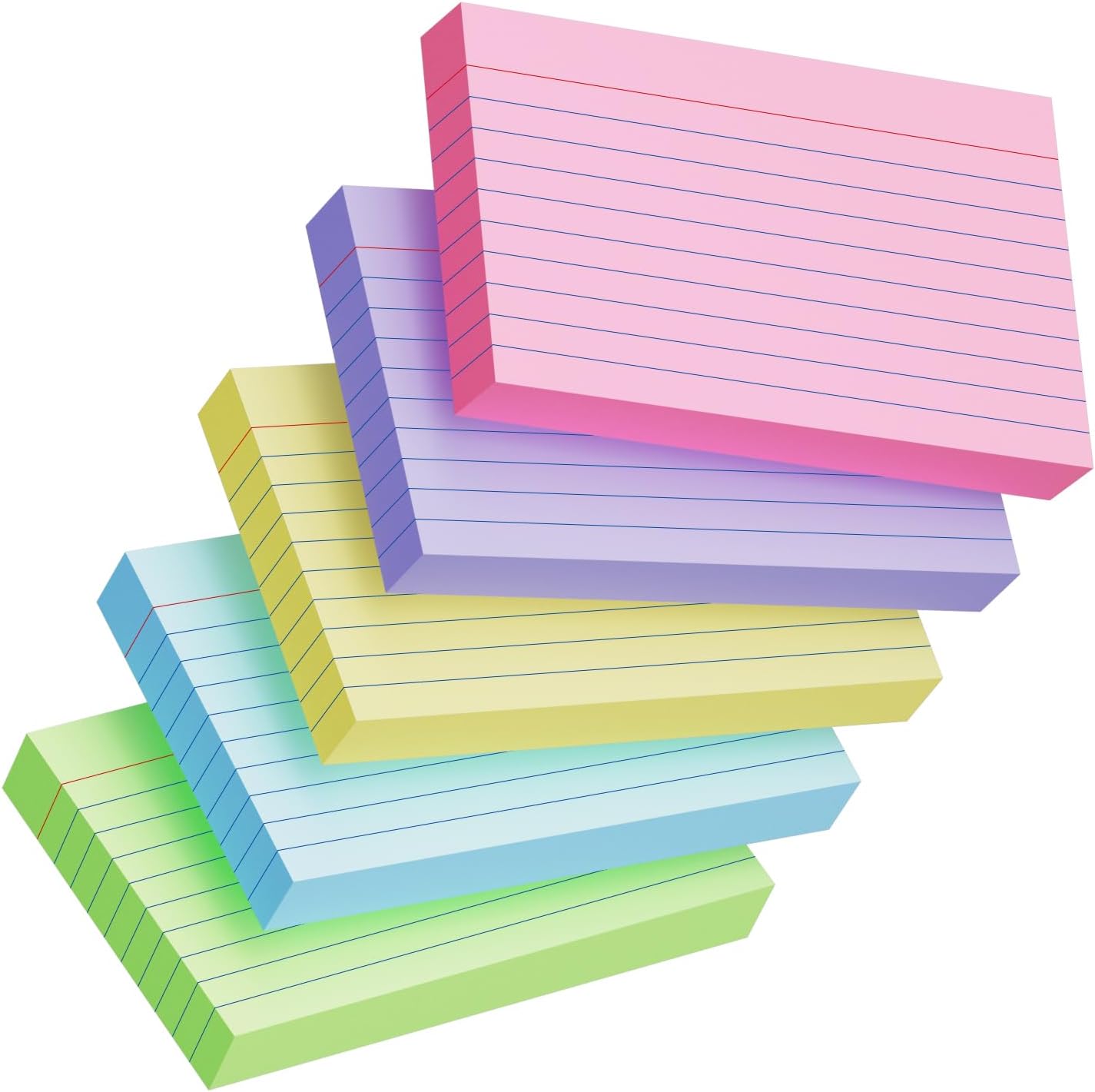 250 Count Index Cards 3x5 Inch 180gsm Heavy Weight Colored Flash Card (50 Sheets Each), Note Taking for Students, Teachers, Professionals, Study Note Cards for Office Home School