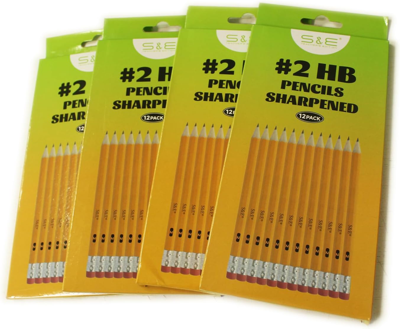 S & E TEACHER'S EDITION 1728pcs Pre-sharpened Pencils with eraser top, No.2 pencils #2 HB pencil Bulk, Golf, Classroom, Pew, Back to school, 12Pcs/box (144 boxes)