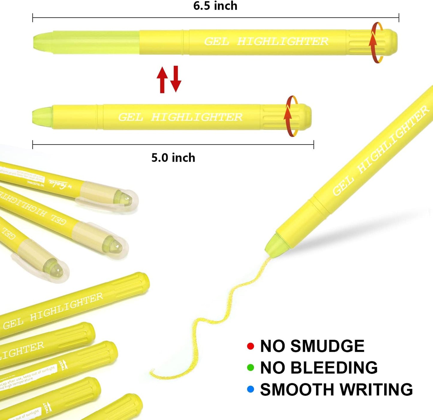 feela 12 Pack Yellow Gel Bible Highlighters Markers Journaling Supplies, No Bleed Through For Highlighting Journal School Office
