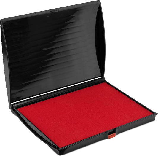 Large Premium Red Ink Stamp Pad - 5" by 7" - Quality Felt Pad - Case with Closing snap