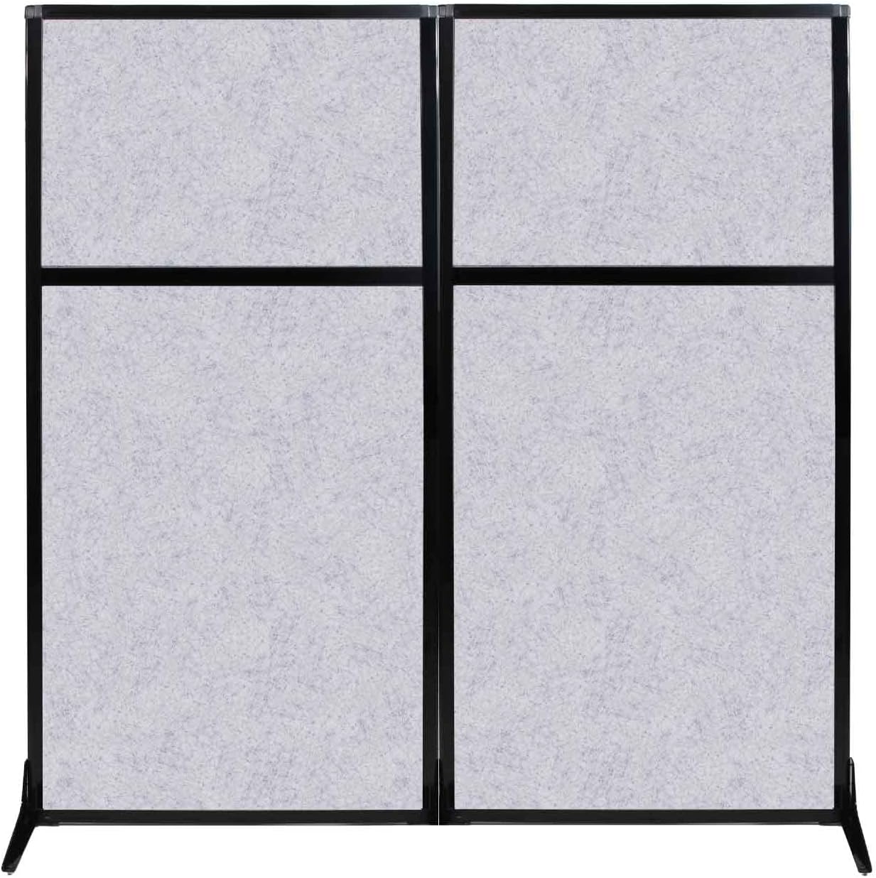 Versare Office Workstation Screen | Portable Wall Divider | Modern Cubicle | Freestanding Privacy Screen | Flexible Work Space | 2 Panels | 66" Wide x 70" Tall Marble Gray SoundSorb Panels