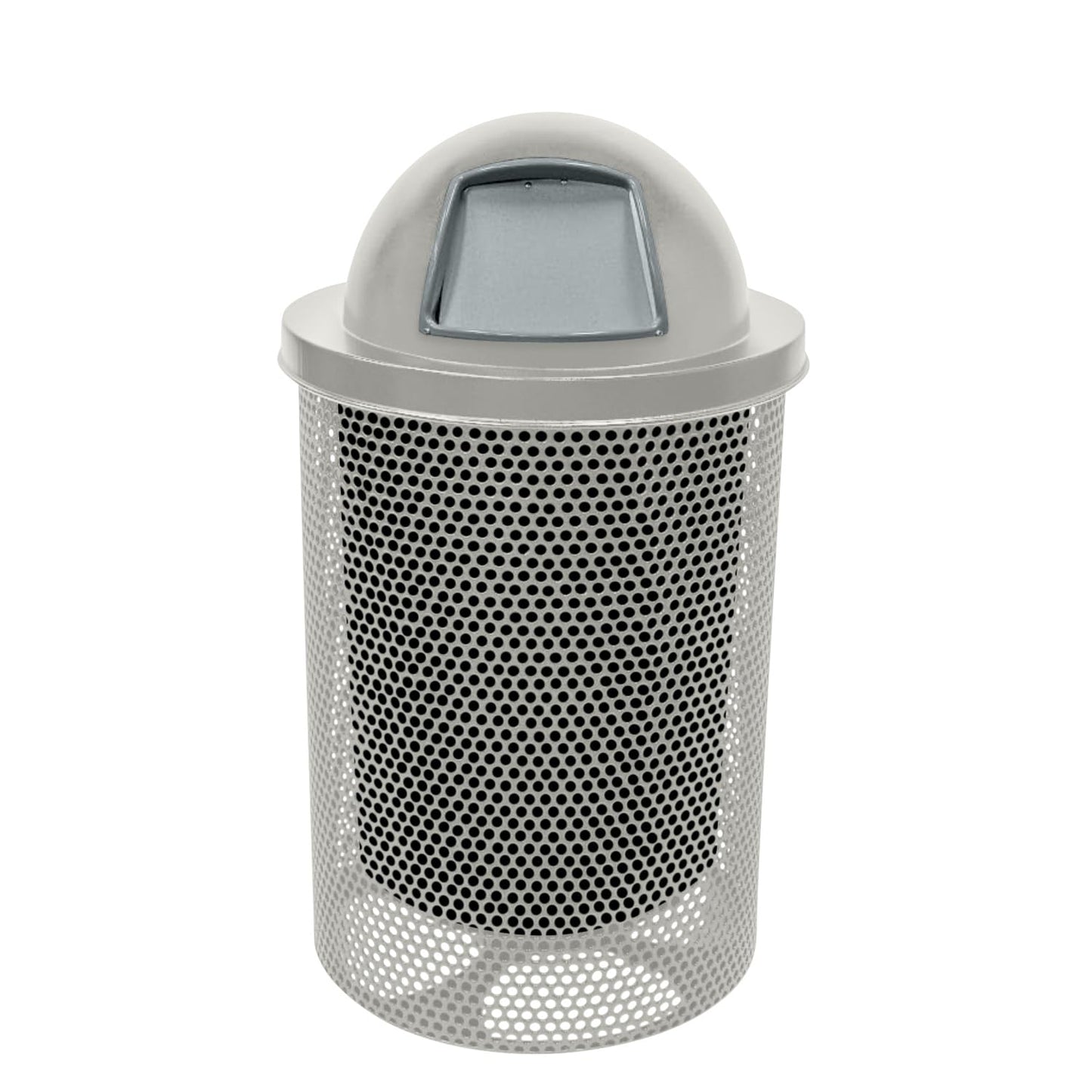 RDT-P-Gry Heavy Duty Round Trash Receptacle with Dome Top, Liner Included, 32 Gallon, Gray, Made in America