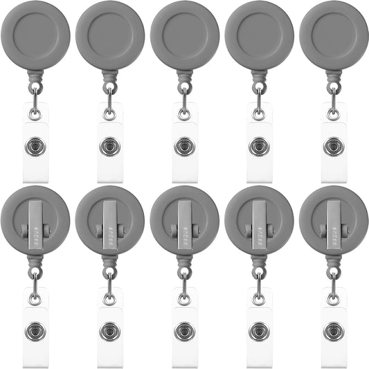 Zonon 50 Pieces Retractable Badge Holder Reels with Swivel Alligator Clip, ID Card Holder Name Badge Reel Clips for Students Teachers Office Workers (Grey)