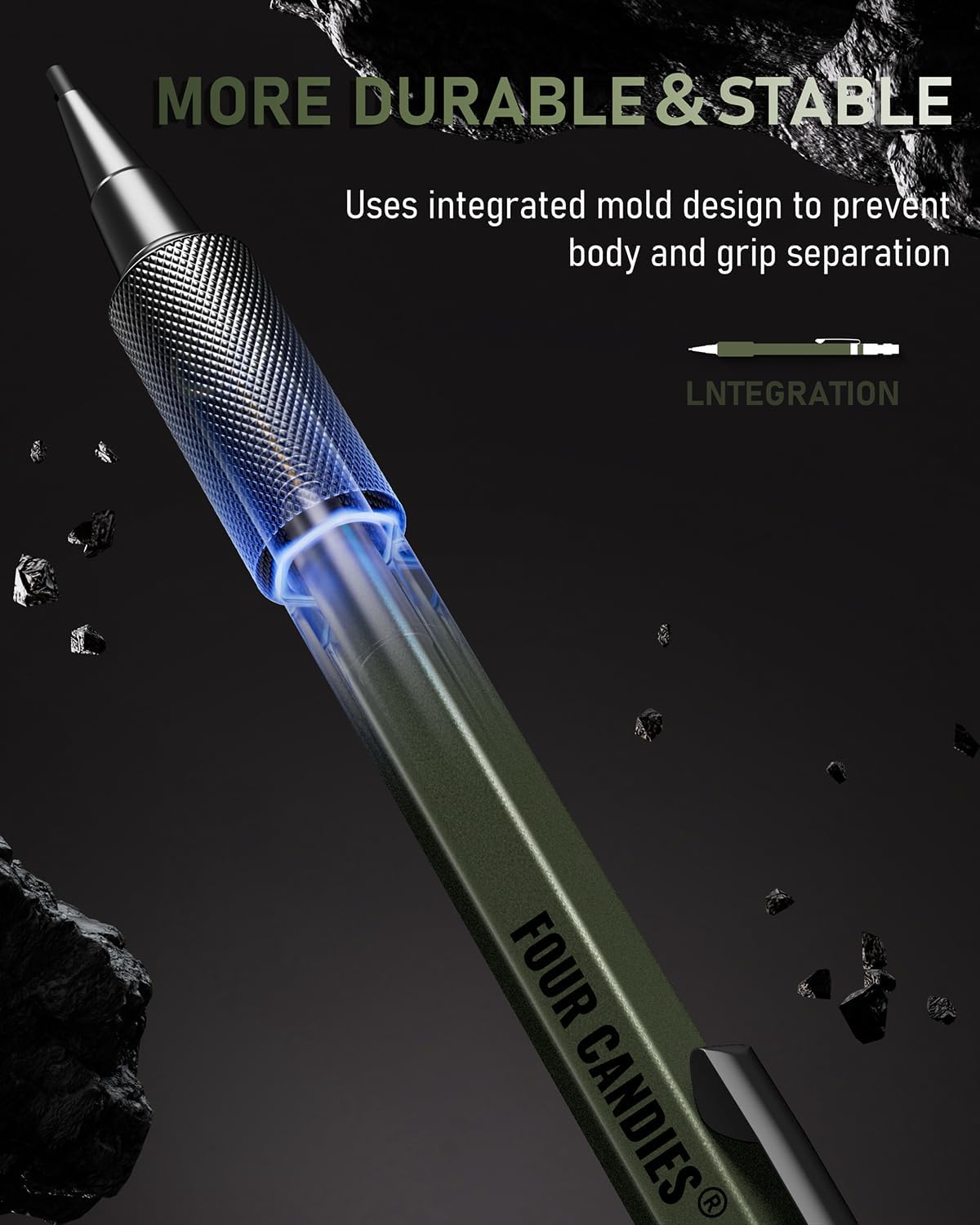 Four Candies 1.3mm Mechanical Pencil Set with 72 Lead Refill, 3PCS Metal Weatherproof Body Heavy Duty Carpenter Pencil, 3 Eraser, 16 Eraser Refill, for Outdoor Woodworking Drafting Marking with Case