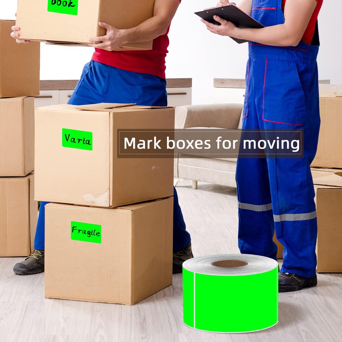 PARLAIM 3 X 5 Inch Rectangle Adhesive Color Coding Stickers,Square Inventory Label Stickers -500Per Dispenser Box (Fluorescent Green)