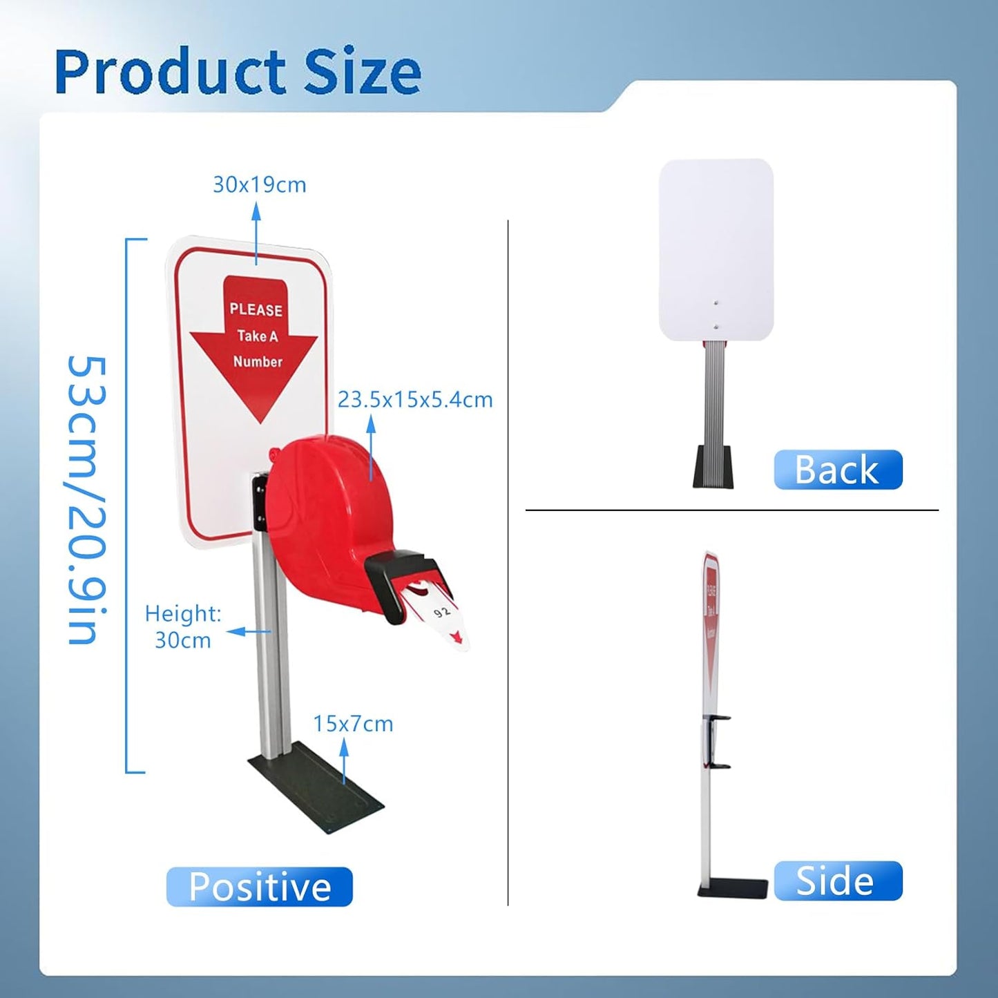 Take a Number System Ticket Machine Ticket Dispenser with Stand and 1 Roll of 2000 Tickets 2-Digits Take a Number Tickets for Queue Call System
