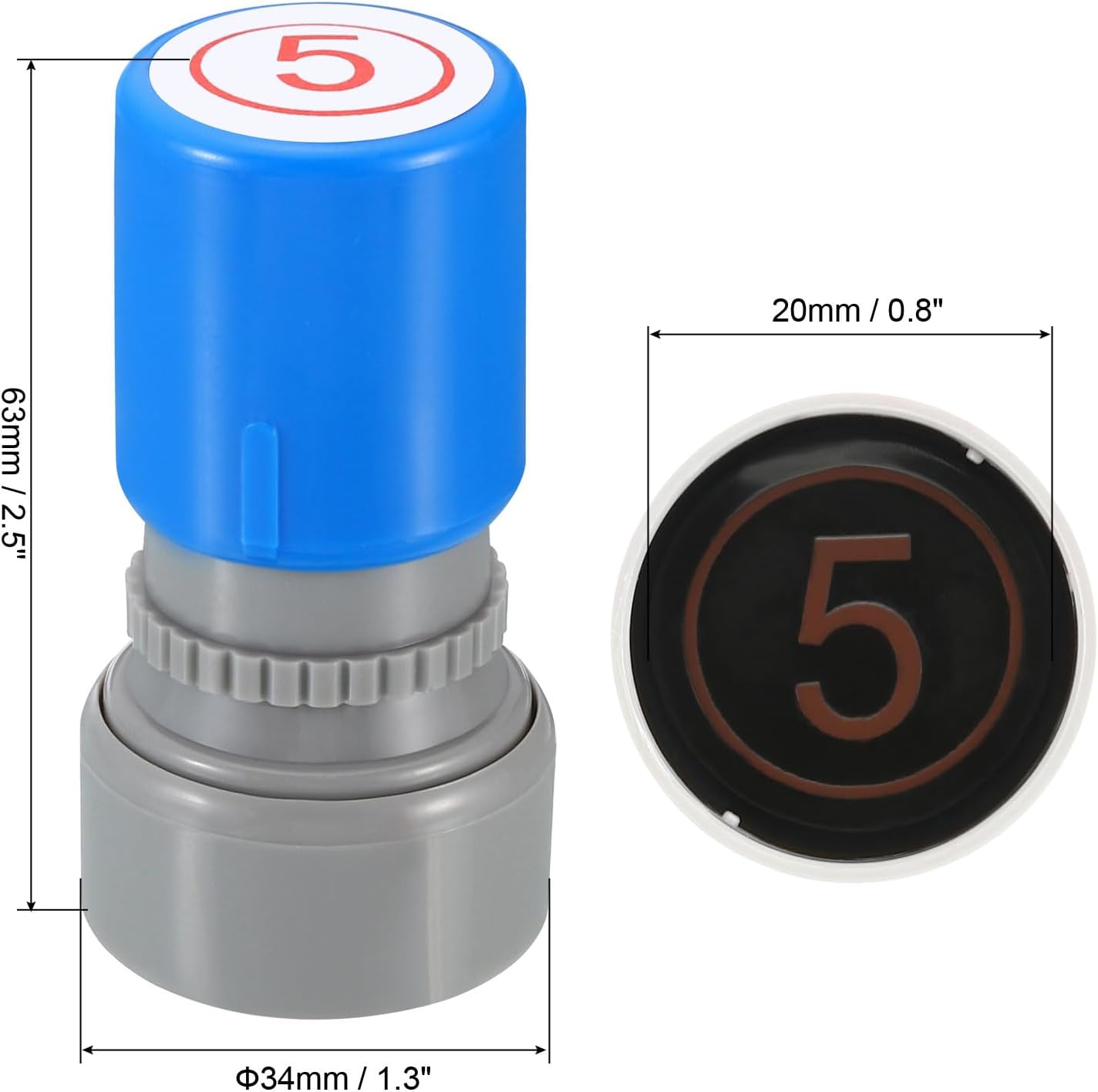 PATIKIL Number Stamps Self Inking, Numeral 5 Number Stamp Teacher Stamp Initial Stamp Ink Stamp for Class Notebook Scrapbooking DIY Craft Style 2, Red Ink