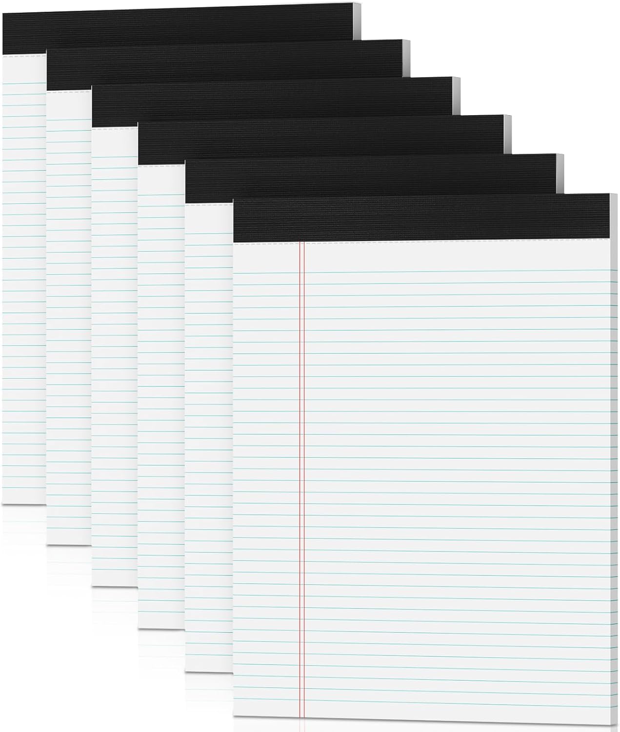 White Legal Pads 8.5 x 11 Writing Note Pads 9/32'' College Ruled & Double-Sided Printing - 30 Sheets Premium Thick Paper - 38 Lines Perforated Notepads 8.5 x 11'' 6 Pack for Office, Homework