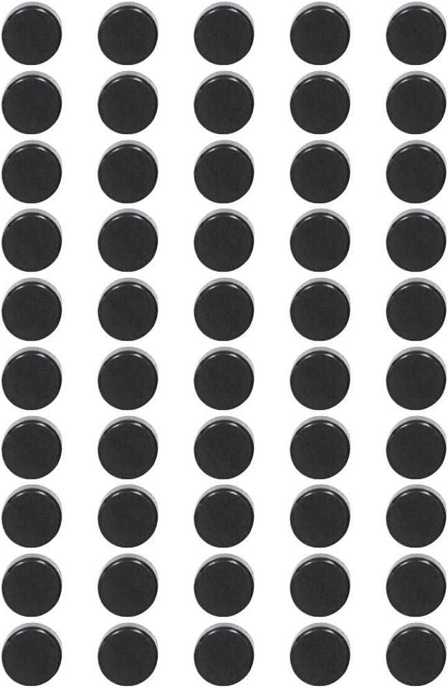 Qualsen Fridge Magnets 50 Pack, Funny Cute Heavy Duty Round Refrigerator for Whiteboard, Locker, Office, Classroom (Black)