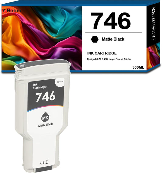 746 Matte Black Ink Cartridge (P2V83A) High Capacity Compatible Ink Cartridge for 746 Z6 & Z9+ Large Format Plotter Printer,300-ml