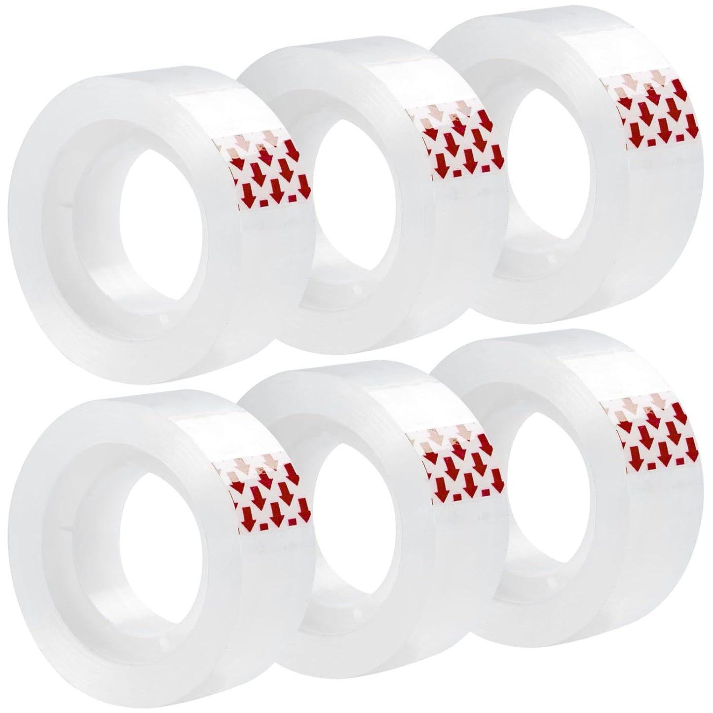 Clear Tape, 6 Rolls Transparent Tape Refills, Easy Tear Stationery Gift Tape for School & Office, High Viscosity, Odorless, 1 Inch Core, 3/4 x 1000 inches